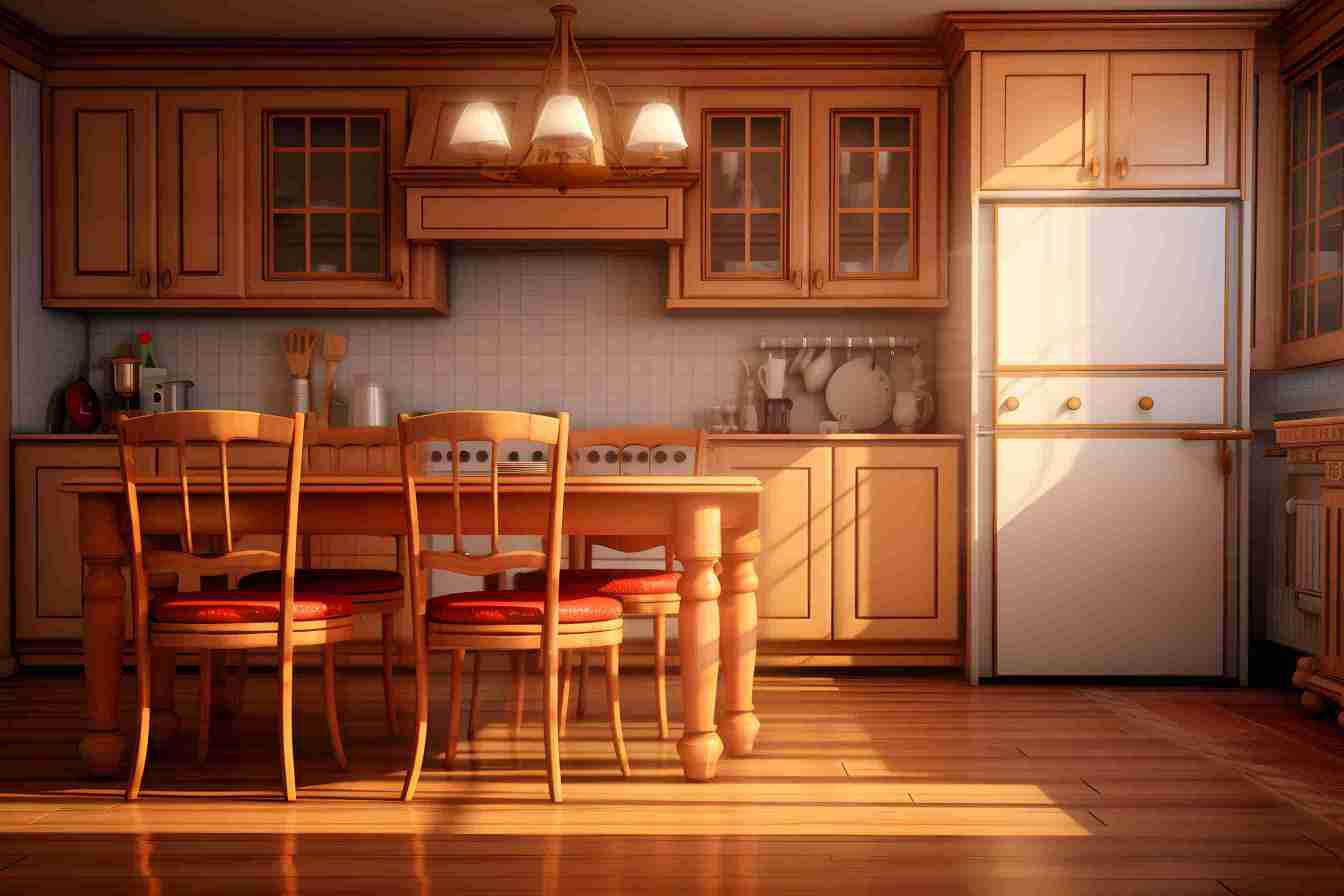 Cherry cabinets with coordinating pale walls