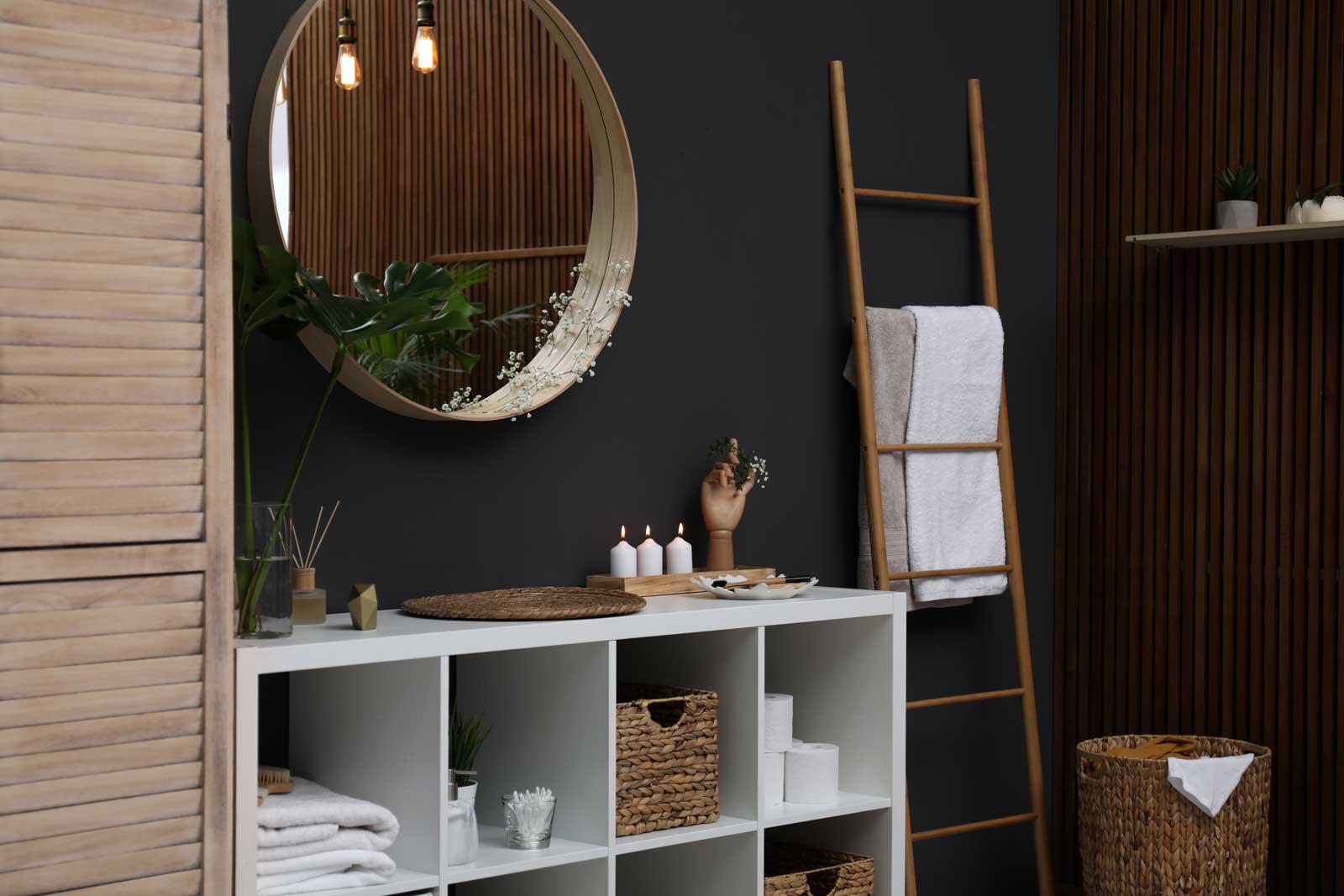 A wall with dark paint