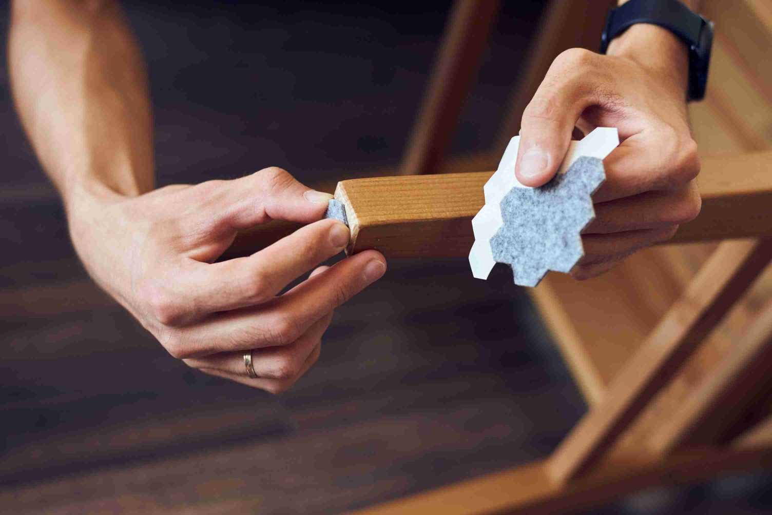 Furniture legs with floor care pad