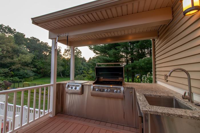 An outdoor balcony kitchen