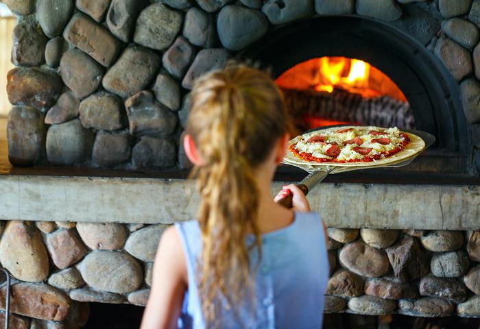 An outdoor pizza oven