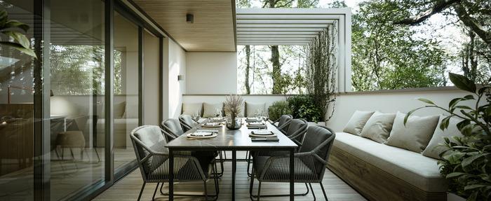 Sophisticated seating for outdoor kitchen
