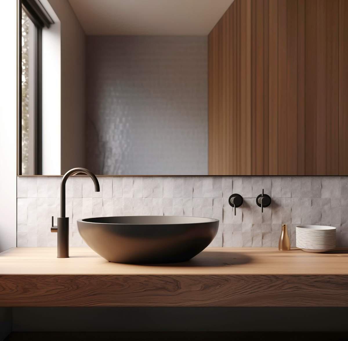 Bathroom wooden countertop