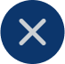 Icon of a dark blue X on a light grey background.