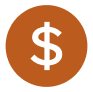 White dollar sign icon on a copper background