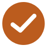 White checkmark icon on a copper background