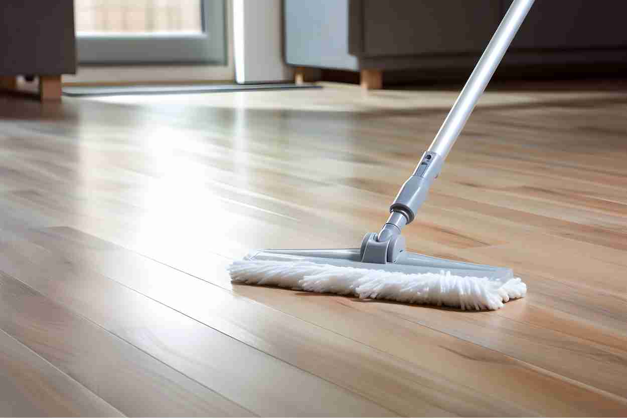 Flat mop cleaning hardwood floor