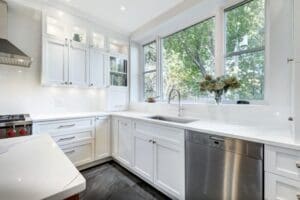 What color countertops go with white cabinets